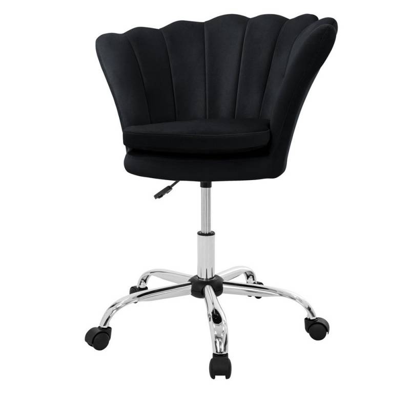 ML-DESIGN Bürostuhl 360° Drehstuhl aus Samt, Polsterstuhl mit Rückenlehne höhenverstellbar (1 St), Büro-Schreibtischstuhl Schwarz Muschel-Sessel gepolstert Metallgestell von ML-DESIGN