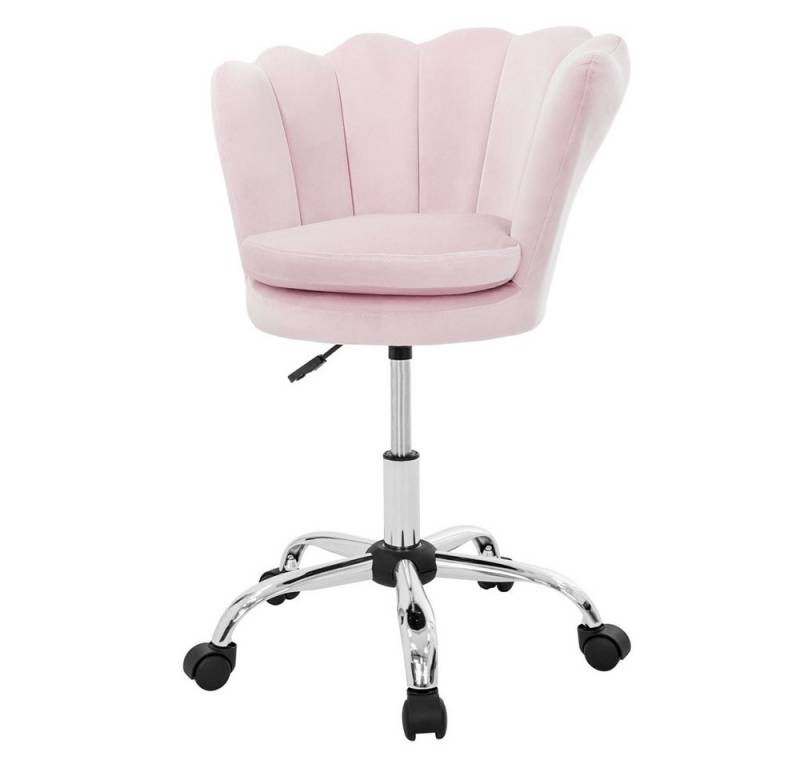 ML-DESIGN Bürostuhl 360° Drehstuhl aus Samt Polsterstuhl mit Rückenlehne höhenverstellbar (1 St), Büro-Schreibtischstuhl Rosa Muschel-Sessel gepolstert Metallgestell von ML-DESIGN