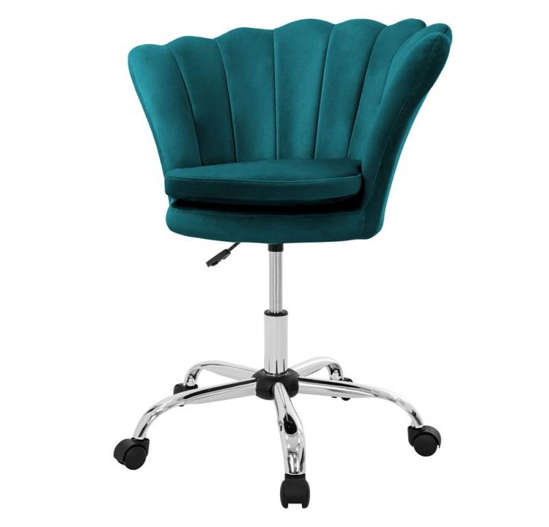 ML-DESIGN Bürostuhl 360° Drehstuhl aus Samt, Polsterstuhl mit Rückenlehne höhenverstellbar (1 St), Büro-Schreibtischstuhl Petrol, Muschel-Sessel gepolstert Metallgestell von ML-DESIGN