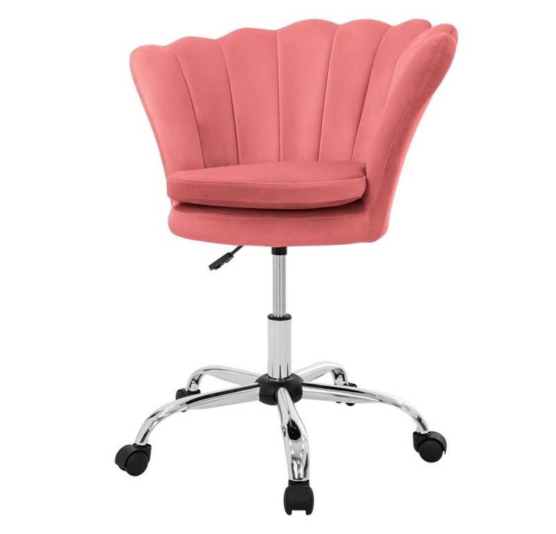 ML-DESIGN Bürostuhl 360° Drehstuhl aus Samt, Polsterstuhl mit Rückenlehne höhenverstellbar (1 St), Büro-Schreibtischstuhl Rosa, Muschel-Sessel gepolstert Metallgestell von ML-DESIGN