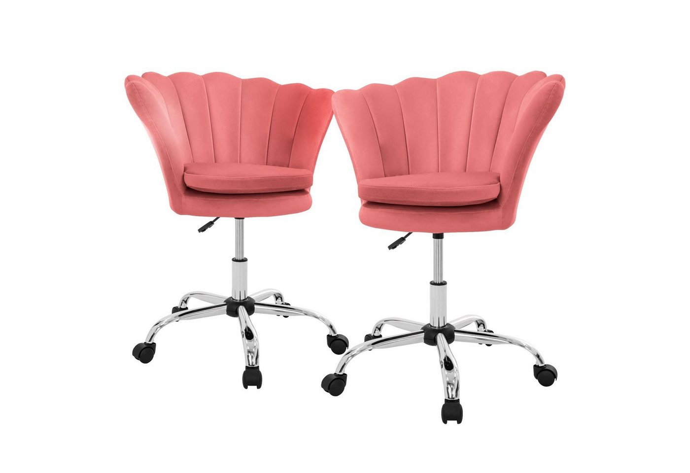 ML-DESIGN Bürostuhl Drehstuhl aus Samt mit Rückenlehne und 5 Rollen höhenverstellbar (2 St), 2x Schreibtischstuhl aus Samt Rosa gepolsterter Sitzhöhe 49-59cm von ML-DESIGN