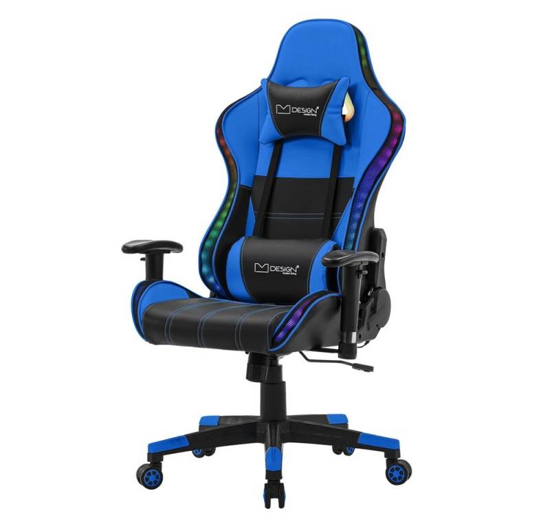 ML-DESIGN Bürostuhl Computerstuhl Schreibtischstuhl für Büro & Arbeitszimmer Drehsessel, Gaming Stuhl + 2 Kissen, LEDs & Boxen ergonomisch anpassbar PVC-Leder von ML-DESIGN