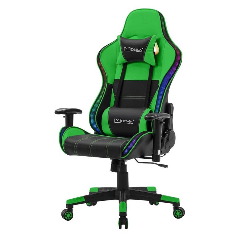 ML-DESIGN Bürostuhl Computerstuhl Schreibtischstuhl für Büro & Arbeitszimmer Drehsessel, Gaming Stuhl + 2 Kissen, LEDs & Boxen ergonomisch anpassbar PVC-Leder von ML-DESIGN