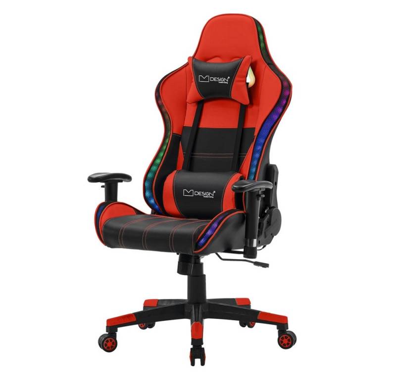 ML-DESIGN Bürostuhl Computerstuhl Schreibtischstuhl für Büro & Arbeitszimmer Drehsessel, Gaming Stuhl + 2 Kissen, LEDs & Boxen ergonomisch anpassbar PVC-Leder von ML-DESIGN