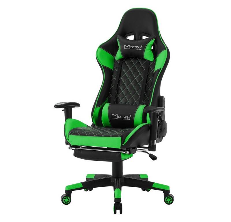 ML-DESIGN Bürostuhl Computerstuhl Schreibtischstuhl für Büro & Arbeitszimmer Drehsessel, Gaming Stuhl + 2 Kissen & Fußstütze ergonomisch anpassbar PVC-Leder von ML-DESIGN