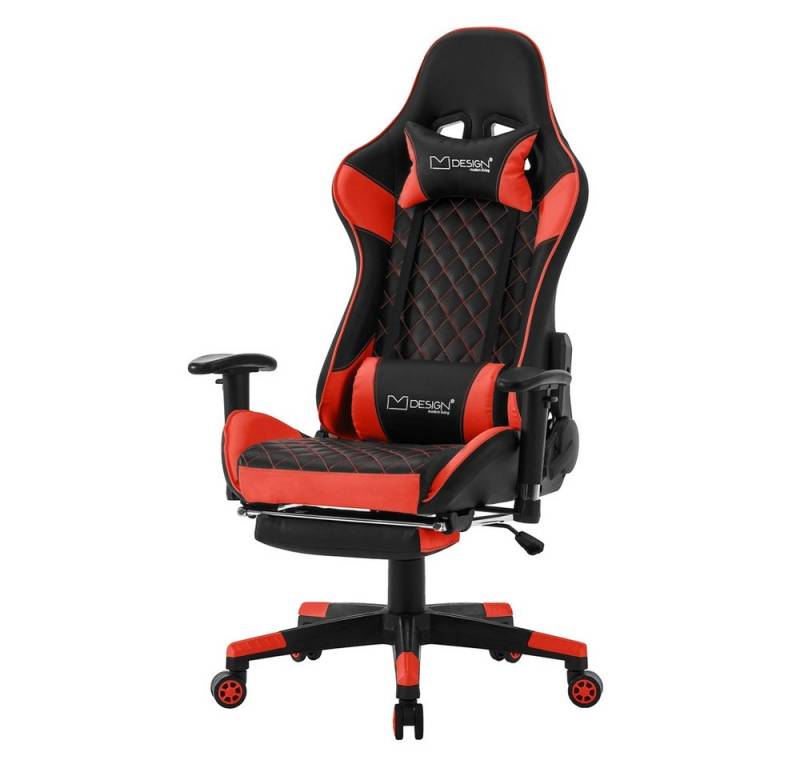 ML-DESIGN Bürostuhl Computerstuhl Schreibtischstuhl für Büro & Arbeitszimmer Drehsessel, Gaming Stuhl + 2 Kissen & Fußstütze ergonomisch anpassbar PVC-Leder von ML-DESIGN