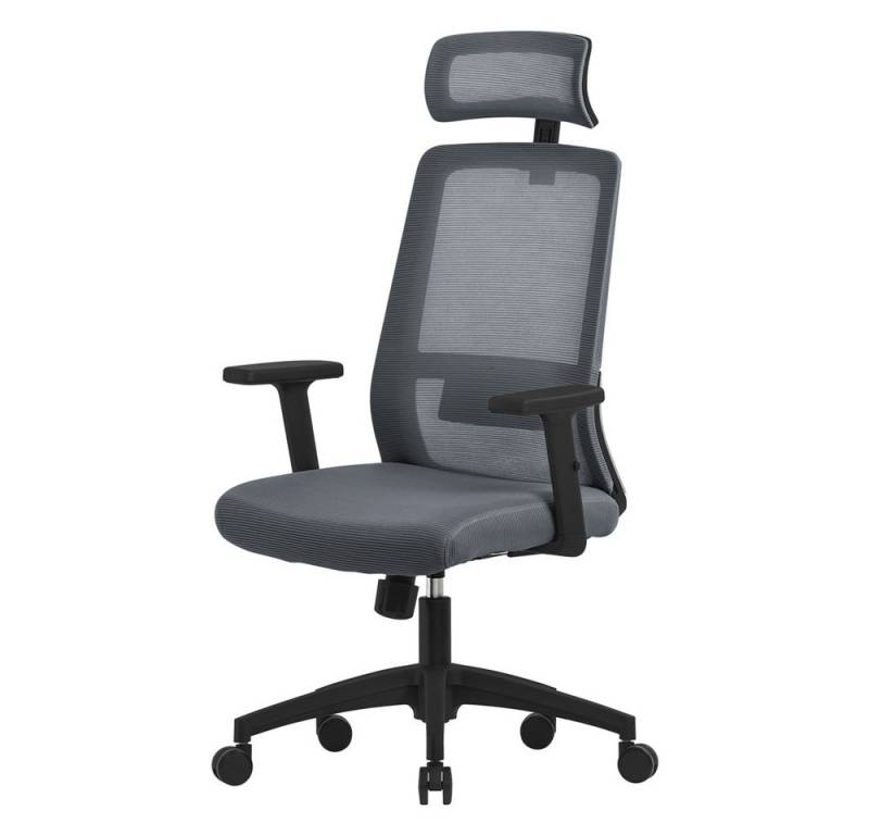 ML-DESIGN Bürostuhl Computerstuhl ergonomisch mit Verstellbarer Kopfstütze Gaming Stuhl (Komplett-Set, 1 St), Schreibtischstuhl Grau mit mesh und Lendenwirbelstütze 68x66x123cm von ML-DESIGN