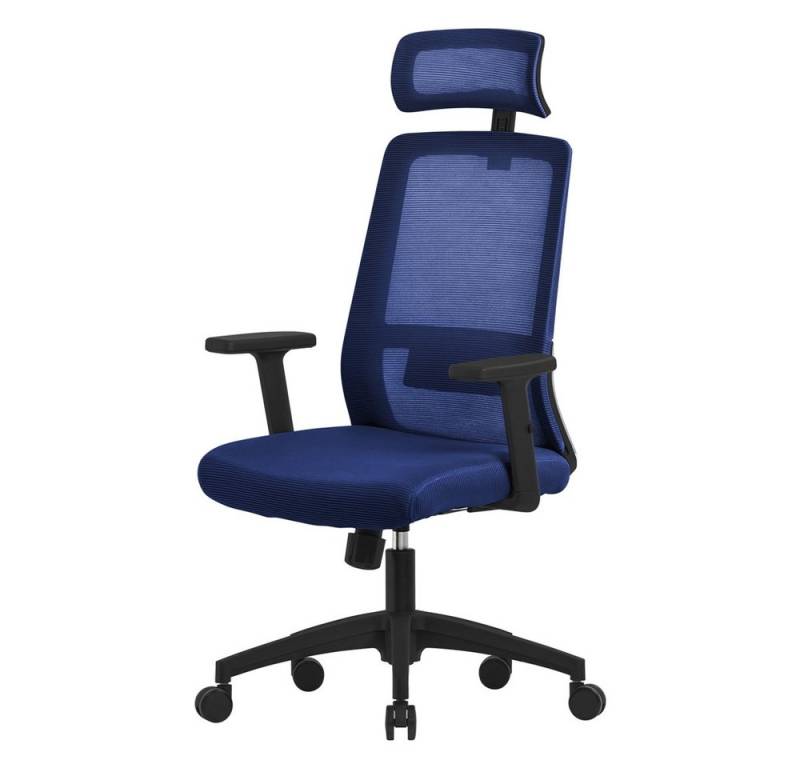 ML-DESIGN Bürostuhl Computerstuhl ergonomisch mit Verstellbarer Kopfstütze Gaming Stuhl (Komplett-Set, 1 St), Schreibtischstuhl Navy mit mesh und Lendenwirbelstütze 68x66x123cm von ML-DESIGN
