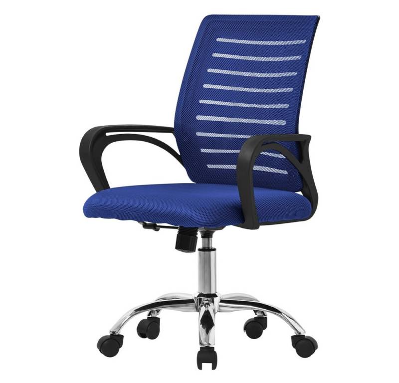 ML-DESIGN Bürostuhl Schreibtischstuhl ergonomisch mit Armlehnen Wippfunktion 360° drehbar, Computerstuhl Blau mit Rollen Schreibtischstuhl Gaming-Stuhl Drehstuhl von ML-DESIGN