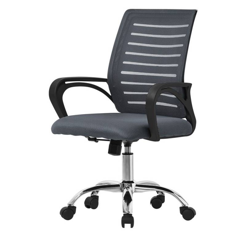 ML-DESIGN Bürostuhl Schreibtischstuhl ergonomisch mit Armlehnen Wippfunktion 360° drehbar, Computerstuhl Grau mit Rollen Schreibtischstuhl Gaming-Stuhl Drehstuhl von ML-DESIGN