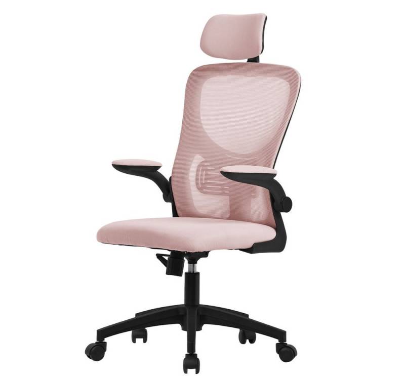 ML-DESIGN Bürostuhl Schreibtischstuhl ergonomisch mit verstellbarer Kopfstütze, Armlehnen, Drehstuhl mit Rollen Rosa Computerstuhl Chefsessel Gaming-Stuhl von ML-DESIGN