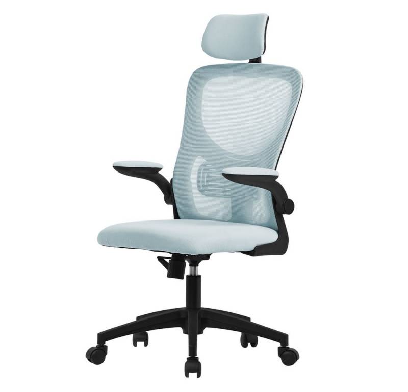 ML-DESIGN Bürostuhl Schreibtischstuhl ergonomisch mit verstellbarer Kopfstütze, Armlehnen (Komplett-Set, 1 St), Drehstuhl mit Rollen Blau Computerstuhl Chefsessel Gaming-Stuhl von ML-DESIGN