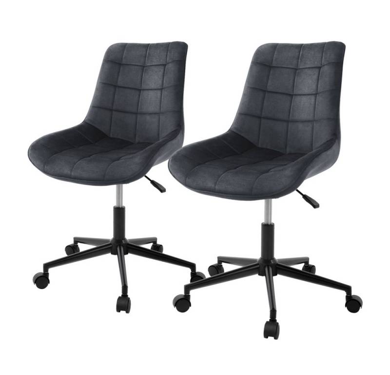 ML-DESIGN Bürostuhl Schreibtischstuhl mit Rückenlehne, 360° drehbar, höhenverstellbar (Komplett-Set, 2 St), Polsterstuhl Grau Samtbezug Metallgestell Drehstuhl Sessel von ML-DESIGN