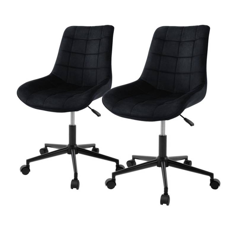 ML-DESIGN Bürostuhl Schreibtischstuhl mit Rückenlehne, 360° drehbar, höhenverstellbar (Komplett-Set, 2 St), Polsterstuhl Schwarz Samtbezug Metallgestell Drehstuhl Sessel von ML-DESIGN