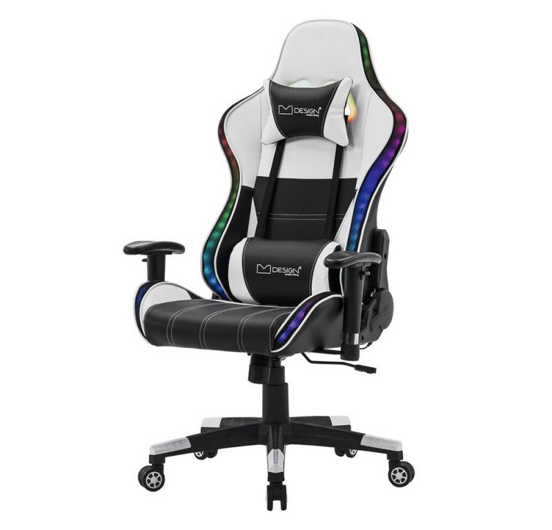 ML-DESIGN Gaming-Stuhl Drehstuhl mit RGB LED-Beleuchtung & Bluetooth-Lautsprechern Bürostuhl (Komplett-Set, 1 St), Computerstuhl Sessel aus Kunstleder mit Rückenkissen und Kopfstütze von ML-DESIGN