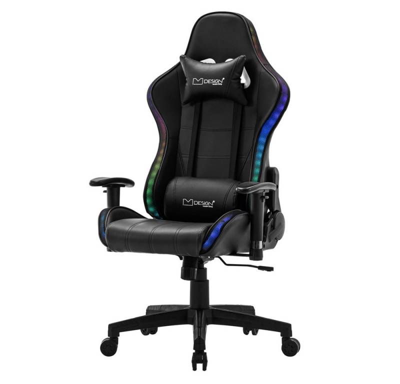 ML-DESIGN Bürostuhl Computerstuhl Schreibtischstuhl für Büro & Arbeitszimmer Drehsessel, Gaming Stuhl + 2 Kissen, LEDs & Boxen ergonomisch anpassbar PVC-Leder von ML-DESIGN