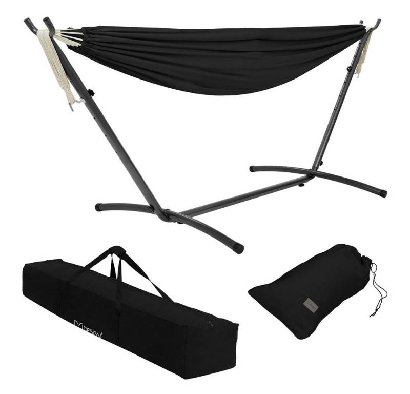 ML-DESIGN Hängematte Doppelhängematte mit Stahlgestell für 2 Personen, XXL Hängesessel Schwarz mit Tragetasche und Ständer für Garten/Balkon von ML-DESIGN