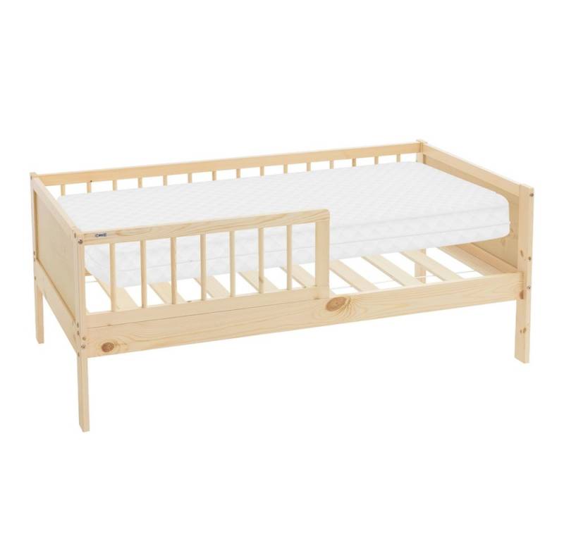 ML-DESIGN Jugendbett Bodenbett Juniorbett inkl. Lattenrost Einzelbett für Kinder Kinderbett, Junior-Bett mit Rausfallschutz & Matratze Bettrahmen aus MDF / Kiefer von ML-DESIGN