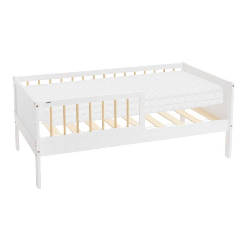 ML-DESIGN Jugendbett Bodenbett Juniorbett inkl. Lattenrost Einzelbett für Kinder Kinderbett, Junior-Bett mit Rausfallschutz & Matratze Bettrahmen aus MDF / Kiefer von ML-DESIGN