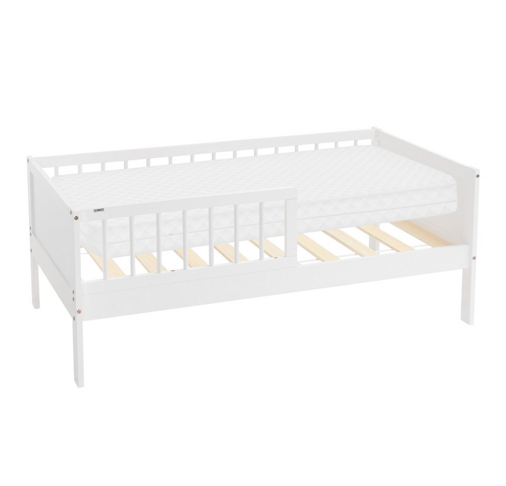 ML-DESIGN Jugendbett Bodenbett Juniorbett inkl. Lattenrost Einzelbett für Kinder Kinderbett, Junior-Bett mit Rausfallschutz & Matratze Bettrahmen aus MDF / Kiefer von ML-DESIGN