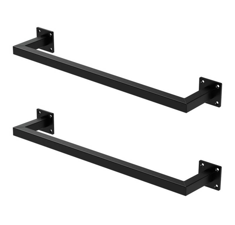 ML-DESIGN Kleiderstange Wandgarderobe Rechteck für die Wand aus Stahl inkl. Montagematerial (2 St), Garderobenstange 60x12cm Schwarz U-Form Kleiderständer Kleidergestell von ML-DESIGN