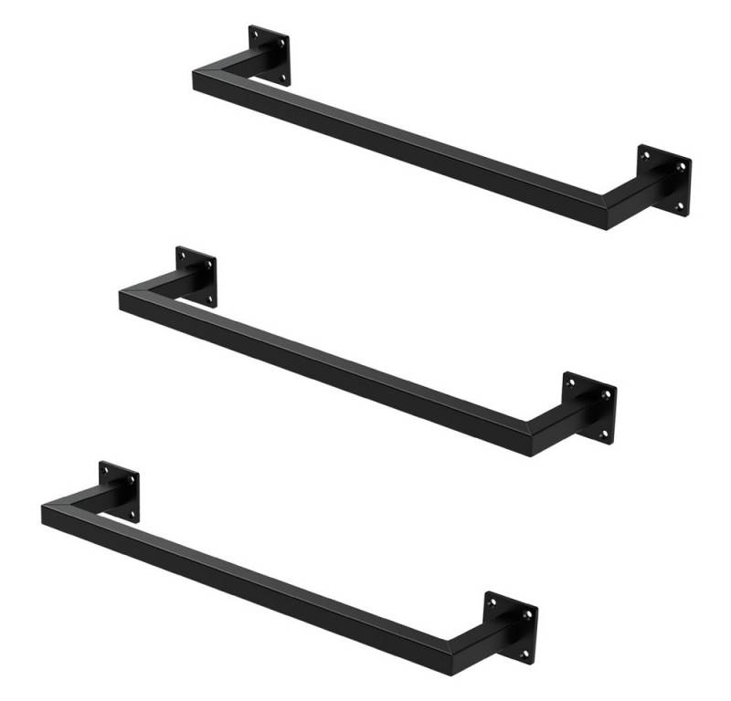 ML-DESIGN Kleiderstange Wandgarderobe Rechteck für die Wand aus Stahl inkl. Montagematerial (3 St), Garderobenstange 60x12cm Schwarz U-Form Kleiderständer Kleidergestell von ML-DESIGN