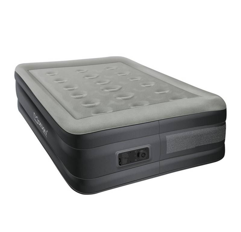 ML-DESIGN Luftbett Luftmatratze aus Flockvelours mit elektrischer Luftpumpe Matratze, (Komplett-Set), Luftbett Grau 196x97x47cm Wasserabweisend Einzelbett mit Tragebeutel von ML-DESIGN