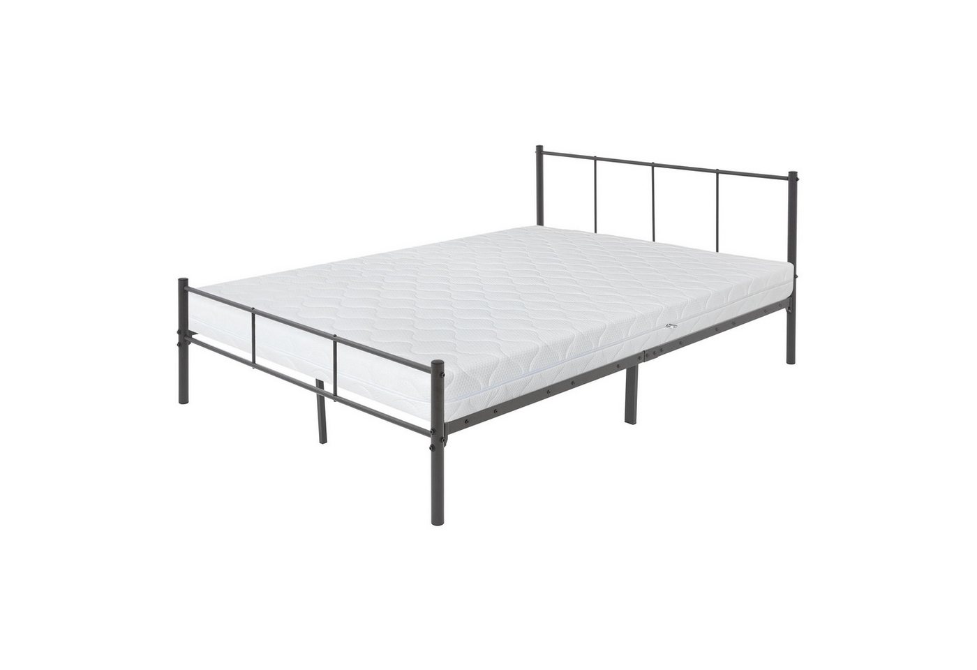 ML-DESIGN Metallbett Bett mit Kopfteil und Lattenrost robust auf Stahlrahmen, Gästebett mit Kopfteil 160x200 cm Anthrazit Matratze 16 cm von ML-DESIGN