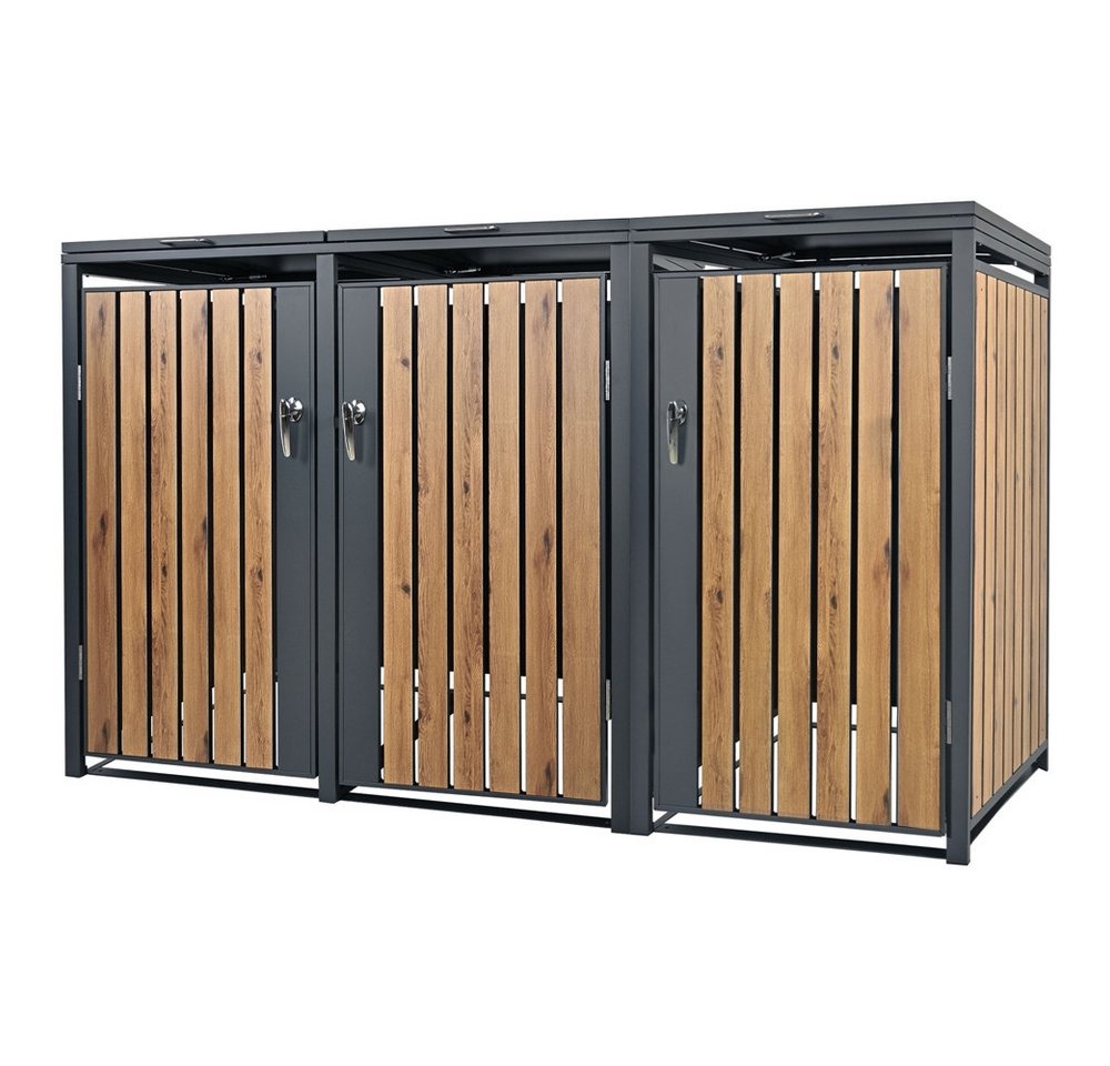 ML-DESIGN Mülltonnenbox Müllbox aus Stahl wetterfest mit Klappdeckel/Tür Mülltonnecontainer, Mülltonnenbox für 3 Tonne 240L 200x80x116,3cm Anthrazit-Eichenoptik ML-DESIGN Mülltonnenbox Müllbox aus Stahl wetterfest mit Klappdeckel/Tür Mülltonnecontainer, Mülltonnenbox für 3 Tonne 240L 200x80x116,3cm Anthrazit-Eichenoptik von ML-DESIGN
