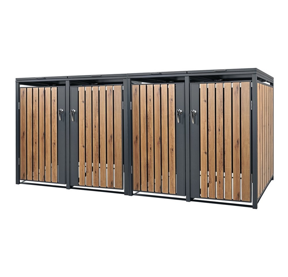 ML-DESIGN Mülltonnenbox Müllbox aus Stahl wetterfest mit Klappdeckel/Tür Mülltonnecontainer, Mülltonnenbox für 4 Tonne 240L 264x80x116,3cm Anthrazit-Eichenoptik ML-DESIGN Mülltonnenbox Müllbox aus Stahl wetterfest mit Klappdeckel/Tür Mülltonnecontainer, Mülltonnenbox für 4 Tonne 240L 264x80x116,3cm Anthrazit-Eichenoptik von ML-DESIGN
