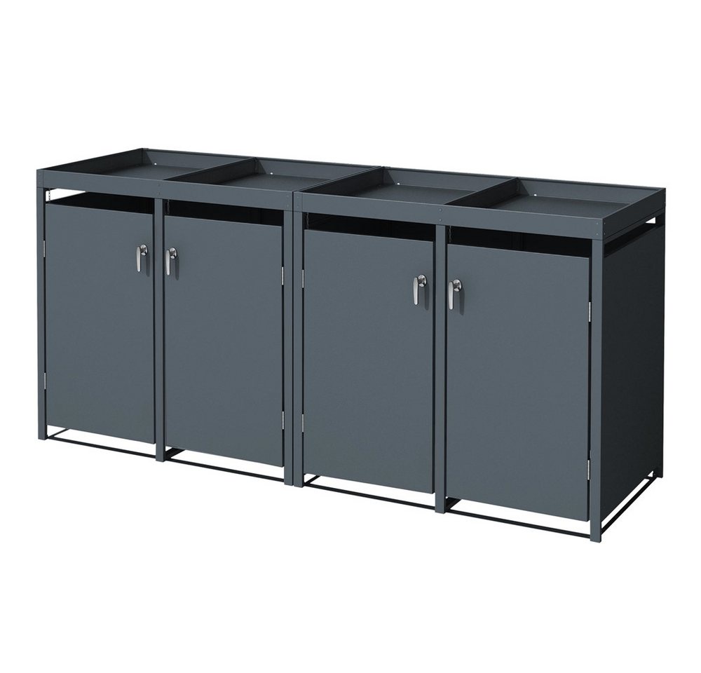 ML-DESIGN Mülltonnenbox Müllbox aus Stahl wetterfest mit Klappdeckel/Tür Mülltonnecontainer, für 4 Tonne 240L 268x80x124cm Anthrazit mit Pflanzdach ML-DESIGN Mülltonnenbox Müllbox aus Stahl wetterfest mit Klappdeckel/Tür Mülltonnecontainer, für 4 Tonne 240L 268x80x124cm Anthrazit mit Pflanzdach von ML-DESIGN