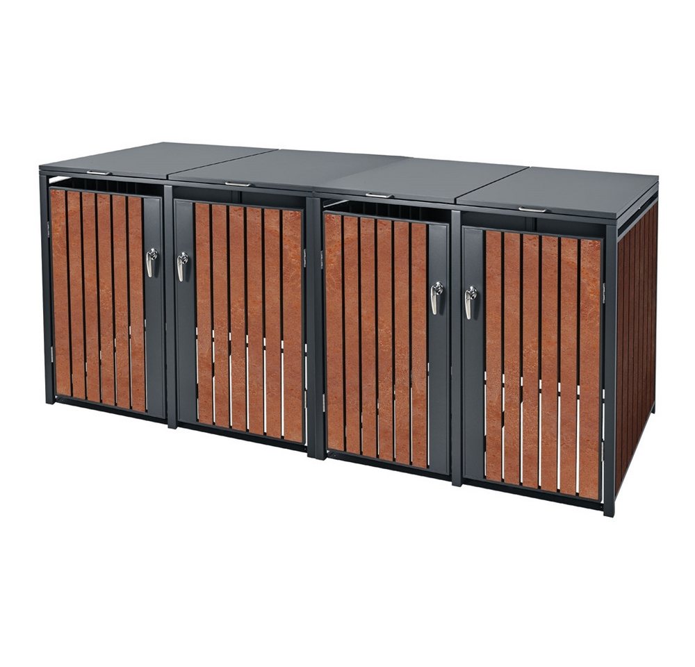ML-DESIGN Mülltonnenbox Müllbox aus Stahl wetterfest mit Klappdeckel/Tür Mülltonnecontainer (Komplett-Set), für 4 Tonne 240L 264x80x116,3cm Anthrazit-Rostoptik ML-DESIGN Mülltonnenbox Müllbox aus Stahl wetterfest mit Klappdeckel/Tür Mülltonnecontainer (Komplett-Set), für 4 Tonne 240L 264x80x116,3cm Anthrazit-Rostoptik von ML-DESIGN