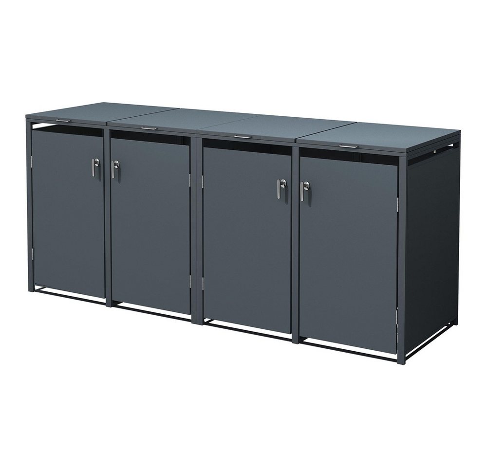 ML-DESIGN Mülltonnenbox Müllbox aus Stahl wetterfest mit Klappdeckel/Tür Mülltonnecontainer (2 St), für 3 Tonne 240L 200x80x116,3cm Anthrazit von ML-DESIGN