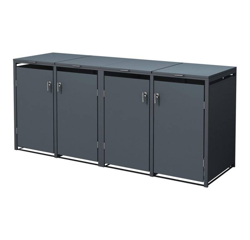 ML-DESIGN Mülltonnenbox Müllbox aus Stahl wetterfest mit Klappdeckel/Tür Mülltonnecontainer (2 St), für 3 Tonne 240L 200x80x116,3cm Anthrazit von ML-DESIGN