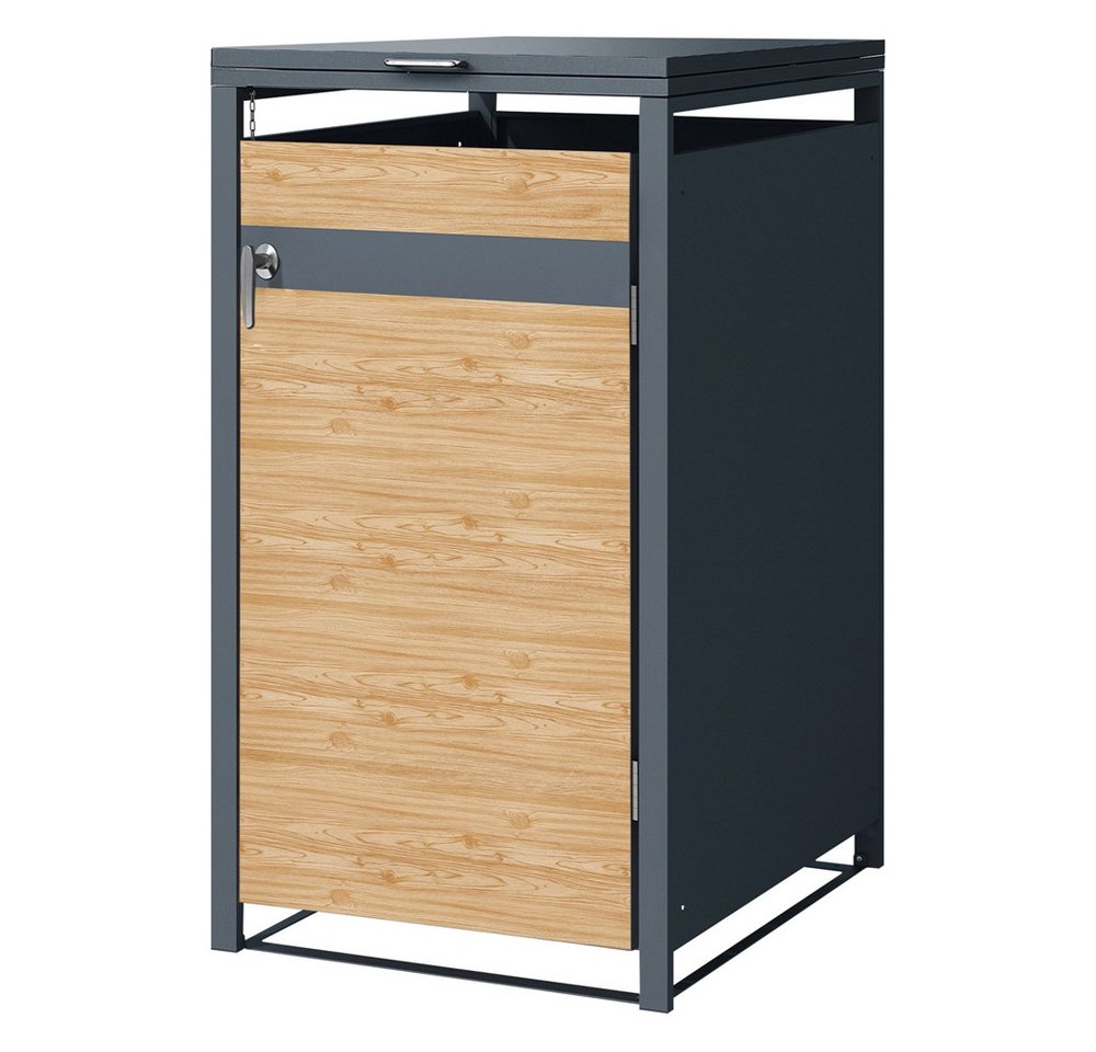 ML-DESIGN Mülltonnenbox Müllbox aus Stahl wetterfeste Mülltonnen Verkleidung Mülltonnengarage (1 St), Mülltonnencontainer mit Klappdeckel / Tür für 1 Tonne à 240 ltr. von ML-DESIGN
