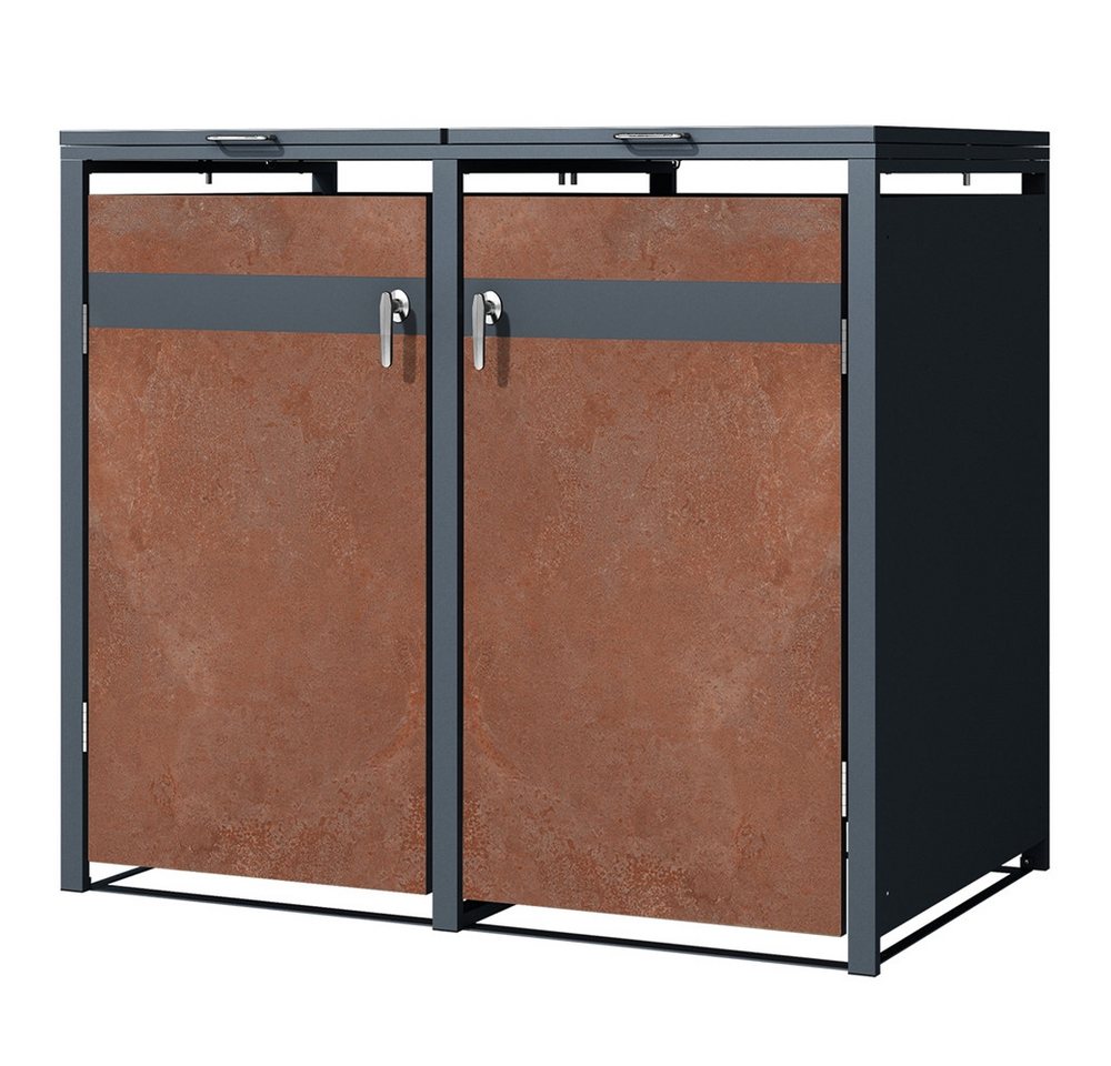 ML-DESIGN Mülltonnenbox Müllbox aus Stahl wetterfeste Mülltonnen Verkleidung Mülltonnengarage (2 St), Mülltonnencontainer mit Klappdeckel / Tür für 2 Tonne à 240 ltr. von ML-DESIGN