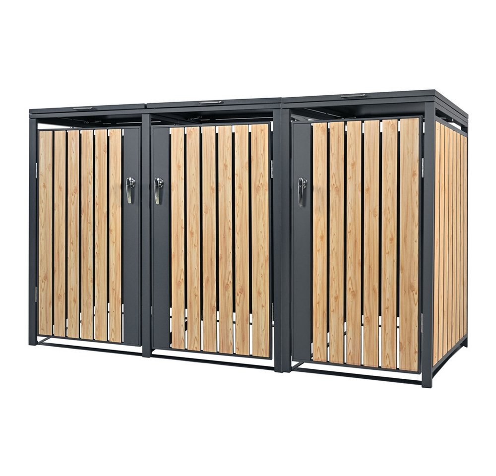 ML-DESIGN Mülltonnenbox Müllbox aus Stahl wetterfeste Mülltonnen Verkleidung Mülltonnengarage (3 St), Mülltonnencontainer mit Klappdeckel / Tür für 3 Tonne à 240 ltr. von ML-DESIGN