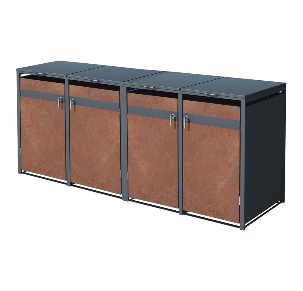 ML-DESIGN Mülltonnenbox Müllbox aus Stahl wetterfeste Mülltonnen Verkleidung Mülltonnengarage (4 St), Mülltonnencontainer mit Klappdeckel / Tür für 4 Tonne à 240 ltr. von ML-DESIGN