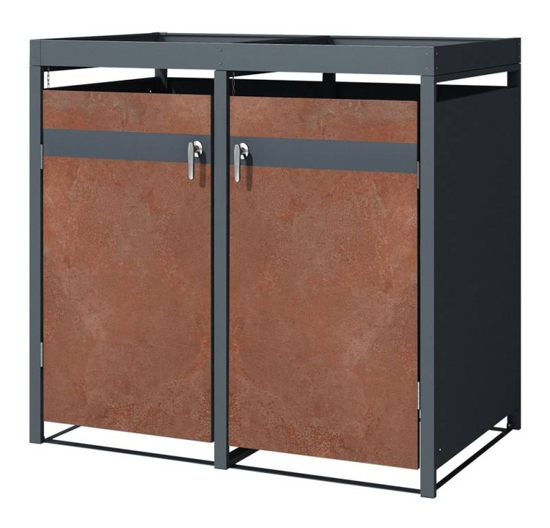 ML-DESIGN Mülltonnenbox Müllbox aus Stahl wetterfeste Mülltonnen Verkleidung Mülltonnengarage, für 2 Tonne 240L 132x80x124cm Anthrazit, Rot-Braun mit Pflanzdach ML-DESIGN Mülltonnenbox Müllbox aus Stahl wetterfeste Mülltonnen Verkleidung Mülltonnengarage, für 2 Tonne 240L 132x80x124cm Anthrazit, Rot-Braun mit Pflanzdach von ML-DESIGN
