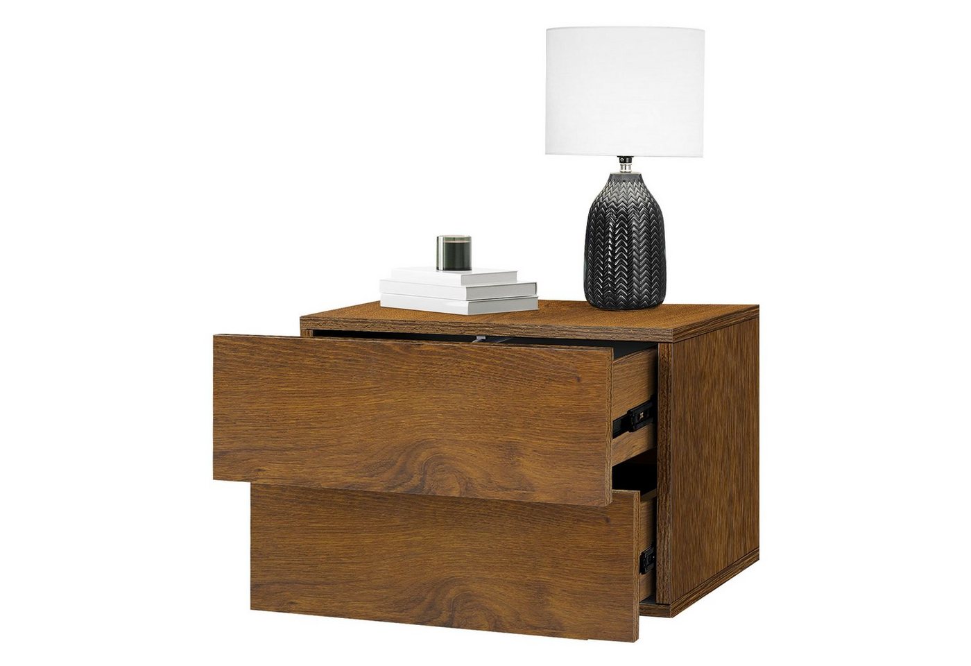 ML-DESIGN Nachttisch Kommode hängend mit 2 Schubladen Holzwerkstoff Wandmontage (1-St), Nachtschrank Braun mit griffloses öffnen Wandregal 42x29x30cm von ML-DESIGN