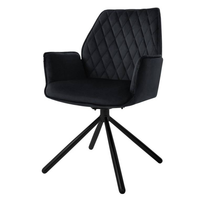 ML-DESIGN Polsterstuhl Drehstuhl mit Armlehne & Rückenlehne Ergonomische mit Metallbeine (1 St), Armlehnstuhl Schwarz aus Samt 180° Drehbar ergonomische Sessel von ML-DESIGN