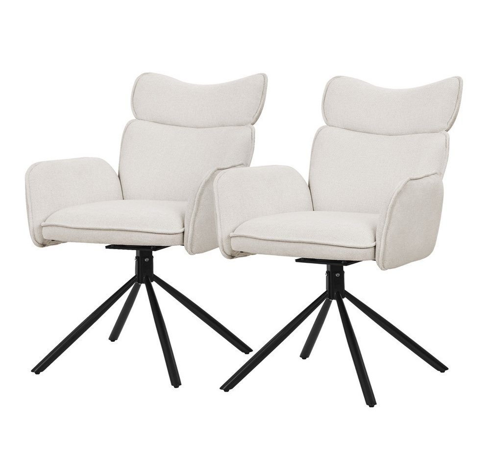 ML-DESIGN Polsterstuhl Drehstuhl mit Armlehne & Rückenlehne Ergonomische mit Metallbeine (2 St), Armlehnstuhl 2er Set Beige aus Polyester 360° Drehbar Sessel bis 120kg von ML-DESIGN