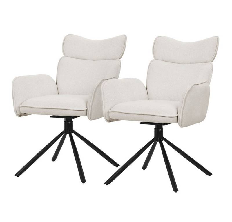 ML-DESIGN Polsterstuhl Drehstuhl mit Armlehne & Rückenlehne Ergonomische mit Metallbeine (2 St), Armlehnstuhl 2er Set Beige aus Polyester 360° Drehbar Sessel bis 120kg von ML-DESIGN