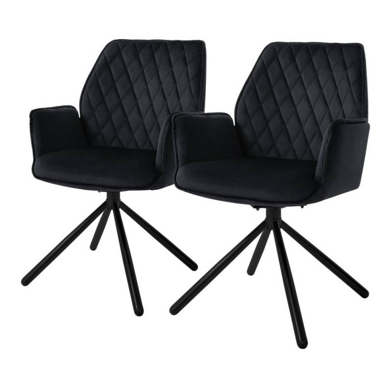 ML-DESIGN Polsterstuhl Drehstuhl mit Armlehne & Rückenlehne Ergonomische mit Metallbeine (2 St), Armlehnstuhl Schwarz aus Samt 180° Drehbar ergonomische Sessel von ML-DESIGN