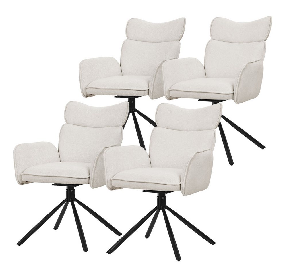 ML-DESIGN Polsterstuhl Drehstuhl mit Armlehne & Rückenlehne Ergonomische mit Metallbeine (4 St), Armlehnstuhl 4er Set Beige aus Polyester 360° Drehbar Sessel bis 120kg von ML-DESIGN