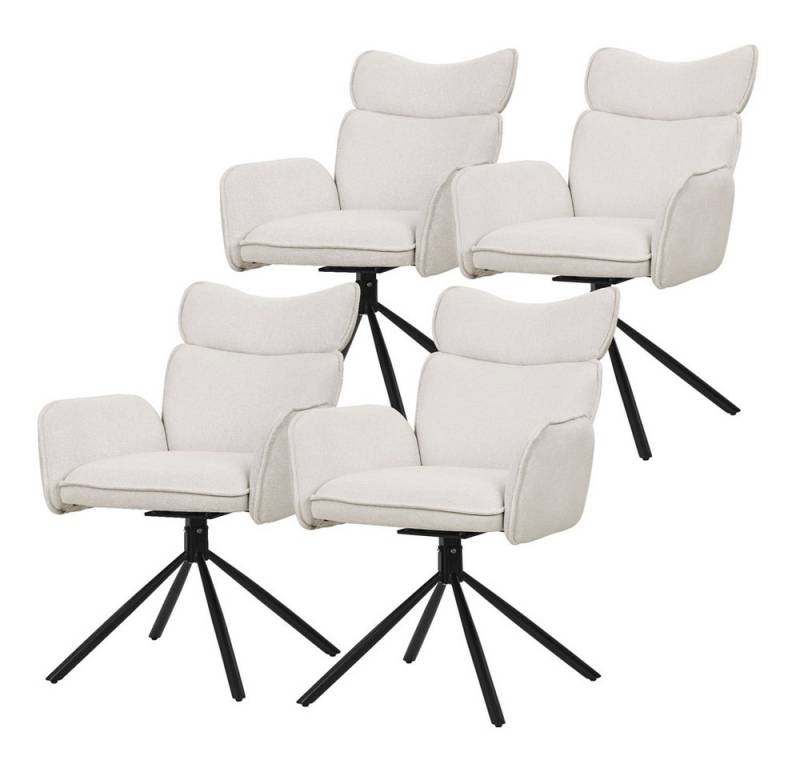 ML-DESIGN Polsterstuhl Drehstuhl mit Armlehne & Rückenlehne Ergonomische mit Metallbeine (4 St), Armlehnstuhl 4er Set Beige aus Polyester 360° Drehbar Sessel bis 120kg von ML-DESIGN
