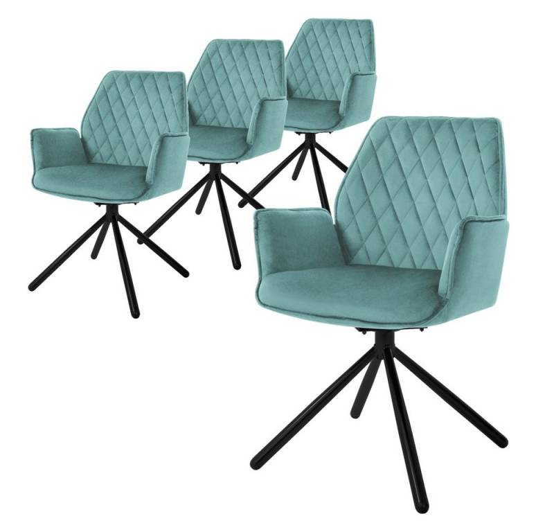 ML-DESIGN Polsterstuhl Drehstuhl mit Armlehne & Rückenlehne Ergonomische mit Metallbeine (4 St), Armlehnstuhl Salbei aus Samt 180° Drehbar ergonomische Sessel von ML-DESIGN