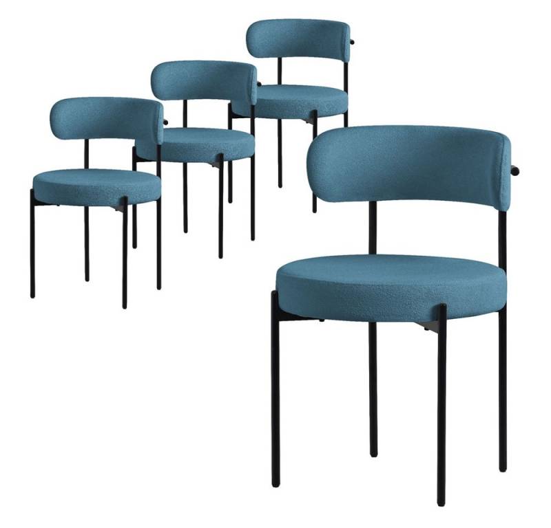 ML-DESIGN Polsterstuhl Esszimmerstühle Gruppe Küchenstuhl aus Teddystoff mit Metallbeinen (4 St), Clubstuhl 4er Set Wohnzimmerstuhl Blau moderne Design Lounge Stuhl von ML-DESIGN