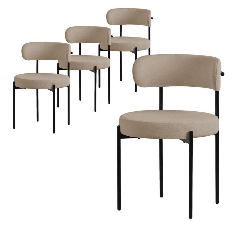 ML-DESIGN Polsterstuhl Esszimmerstühle Gruppe Küchenstuhl aus Teddystoff mit Metallbeinen (4 St), Clubstuhl 4er Set Wohnzimmerstuhl Braun moderne Design Lounge Stuhl von ML-DESIGN