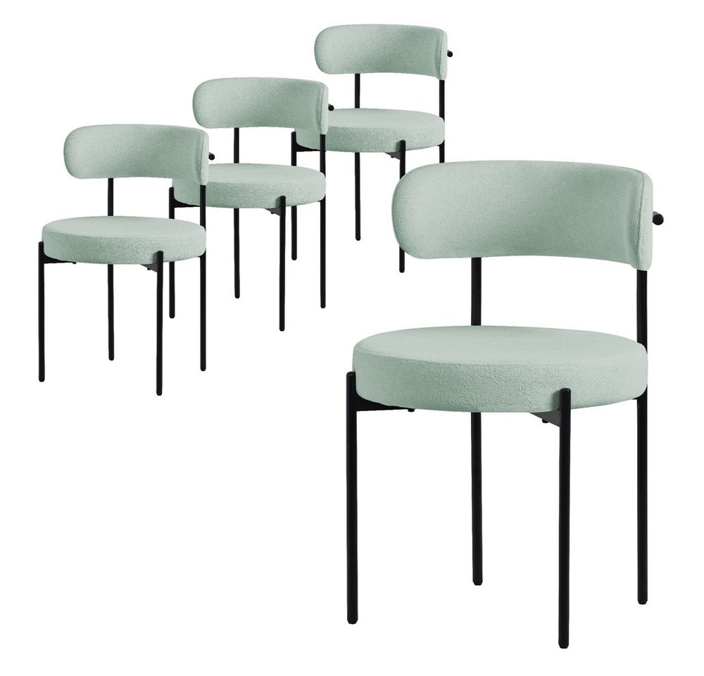 ML-DESIGN Polsterstuhl Esszimmerstühle Gruppe Küchenstuhl aus Teddystoff mit Metallbeinen (4 St), Clubstuhl 4er Set Wohnzimmerstuhl Grün moderne Design Lounge Stuhl von ML-DESIGN